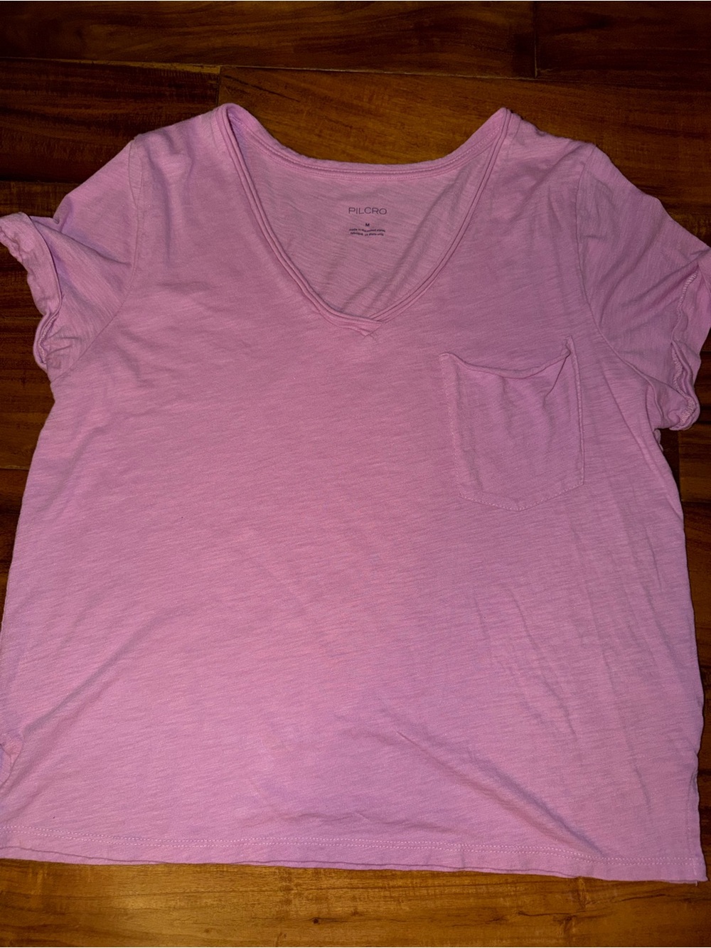 Pilcro Quinn Drapey V-Neck Tee - Lilac Pink - M